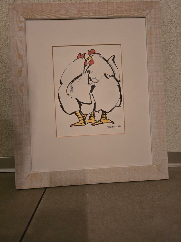 Zeefdruk/litho van Ellen Meeuwese - Kippen, Ophalen of Verzenden