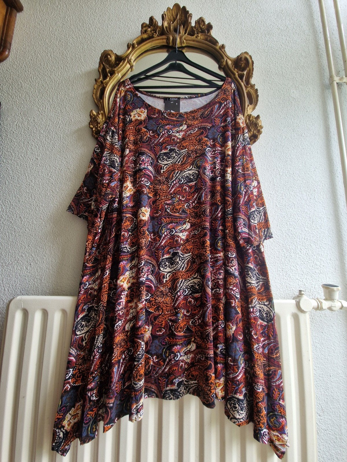 Nieuw! AKH Fashion Paisley kleuren a lijn oversized shirt, Bruin, AKH, Nieuw, Shirt of Top