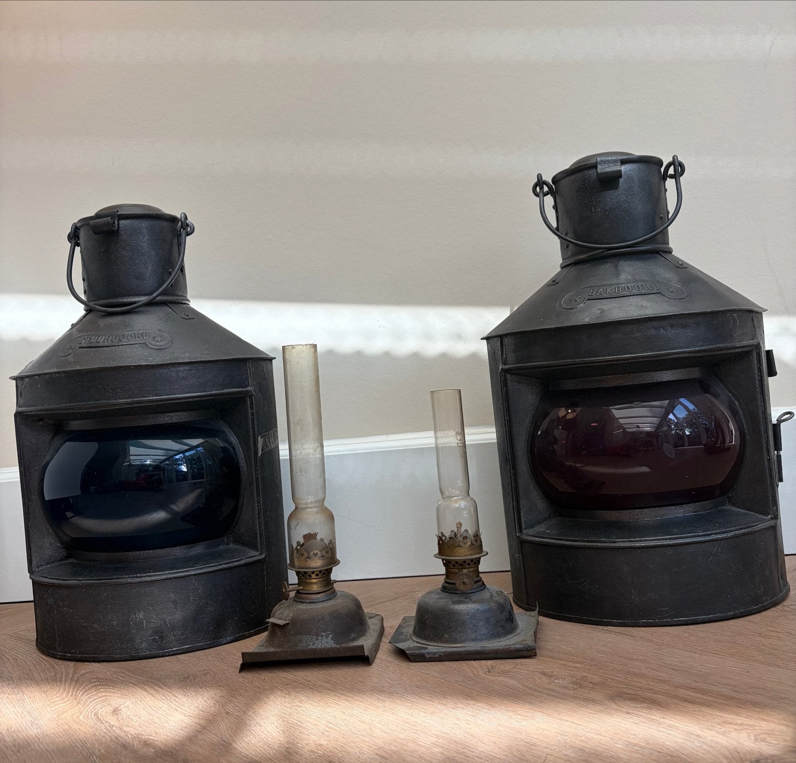 Antieke scheepslantaarns (bakboord en stuurboord), Ophalen of Verzenden