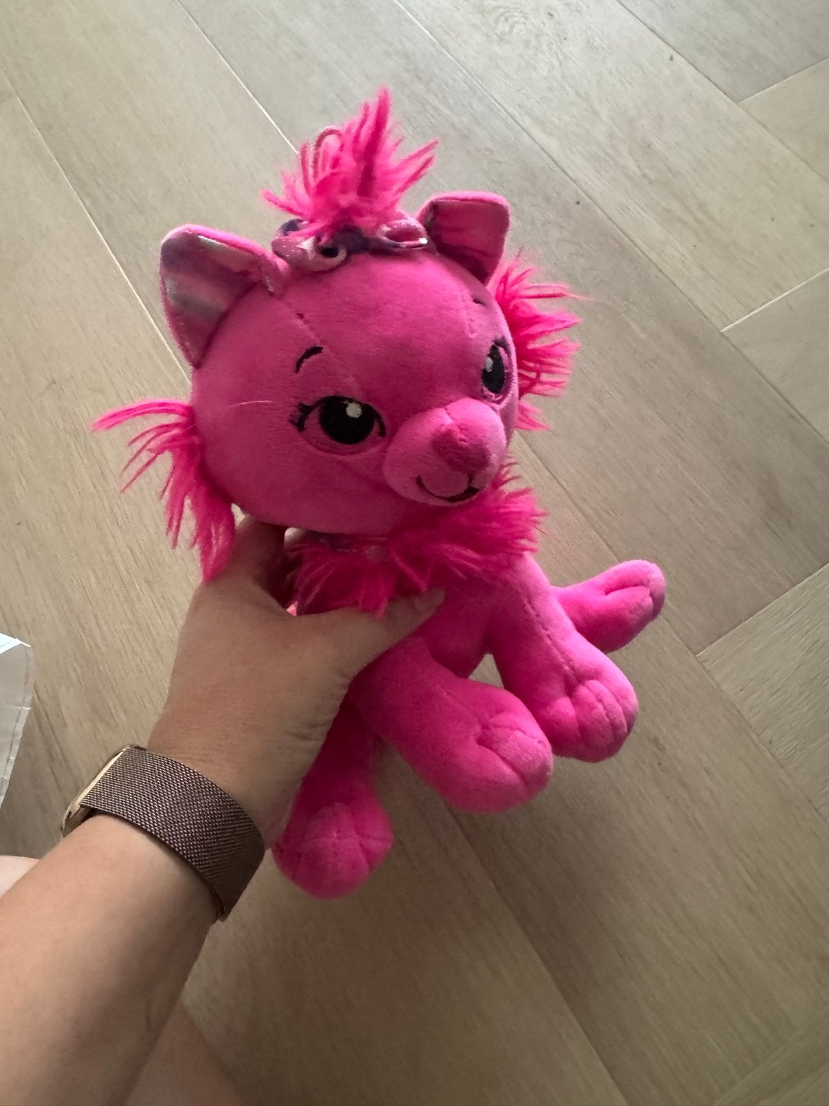 Roze pluche kat knuffel, Ophalen of Verzenden, Zo goed als nieuw, Roze, Kat