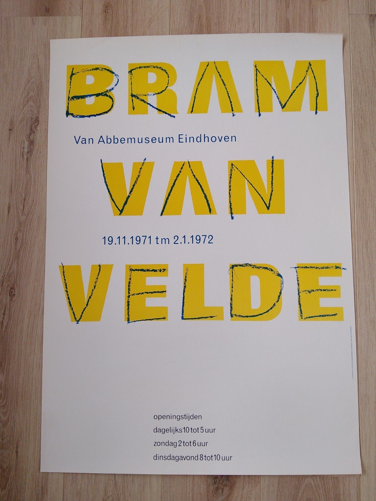 Bram van Velde tentoonstellingsposter Van Abbemuseum, Rechthoekig Staand, Ophalen of Verzenden, Zo goed als nieuw, A1 t/m A3