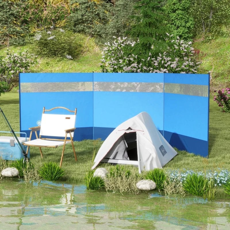 Outsunny Windscherm Voor Camping – 4,4 M Lang, Opvouwbaar Met Draagtas, Ideaal Voor Strand En Caravan
