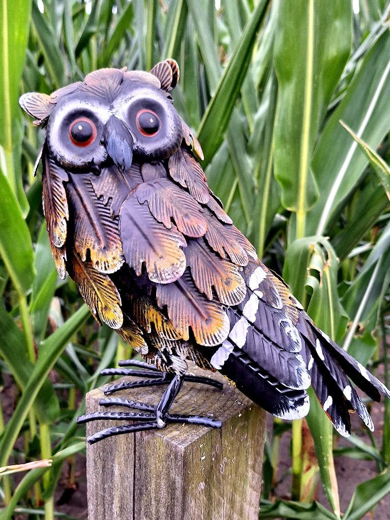 Metalen uil tuinbeeld, Verzenden, Nieuw, Metaal, Dierenbeeld