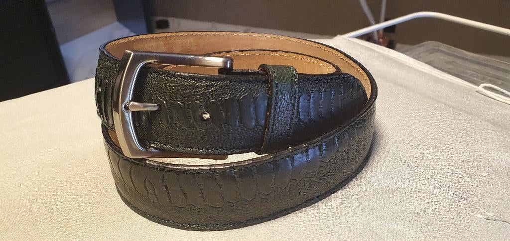 RIEM HEREN echt STRUISVOGELLEER , groen , 4cm breed, Ophalen of Verzenden, Zo goed als nieuw