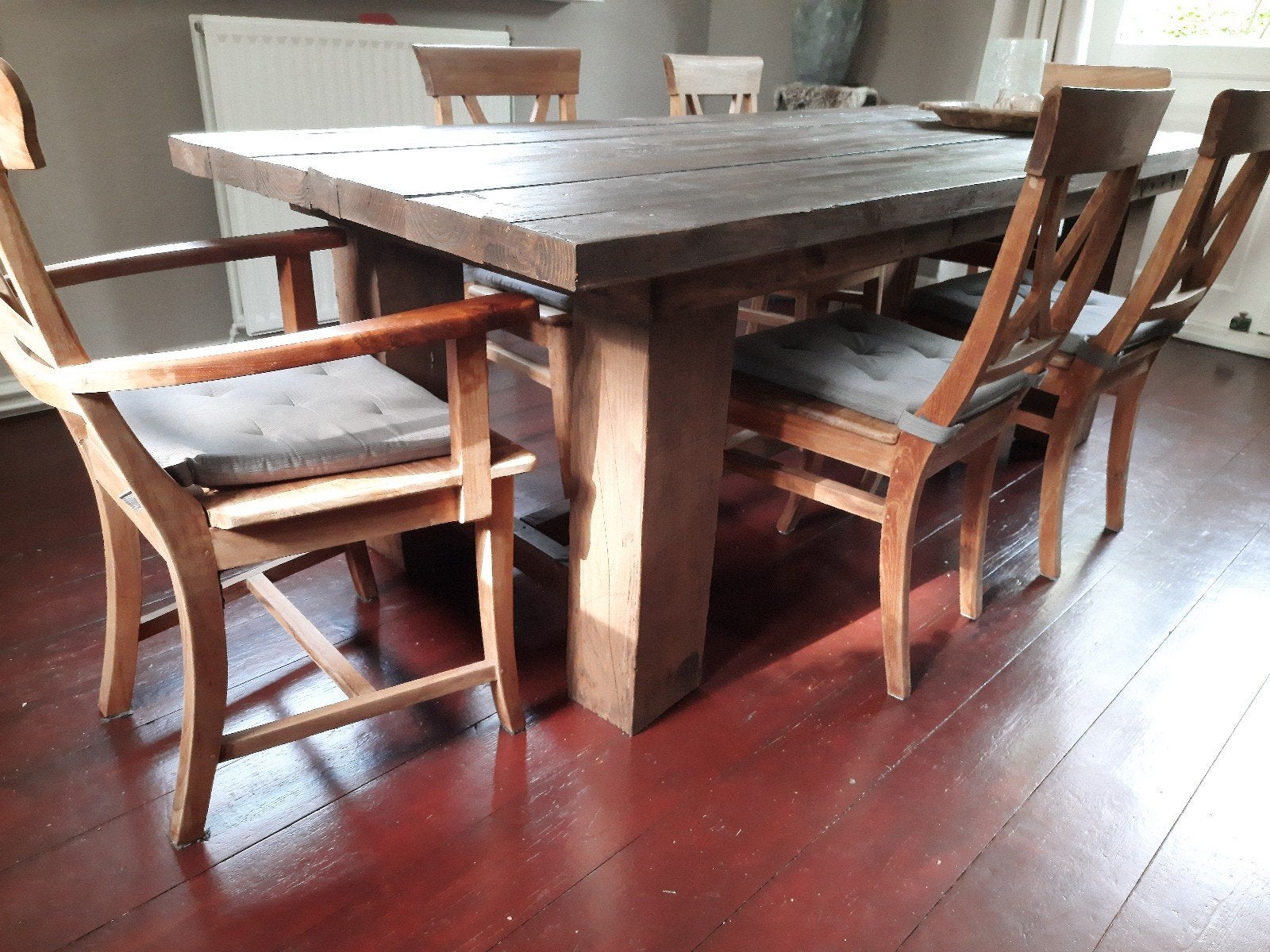 Robuuste eettafel stamtafel tuintafel grote tafel stoer, Huis en Inrichting, Tafels | Eettafels, Ophalen, Gebruikt, 200 cm of meer