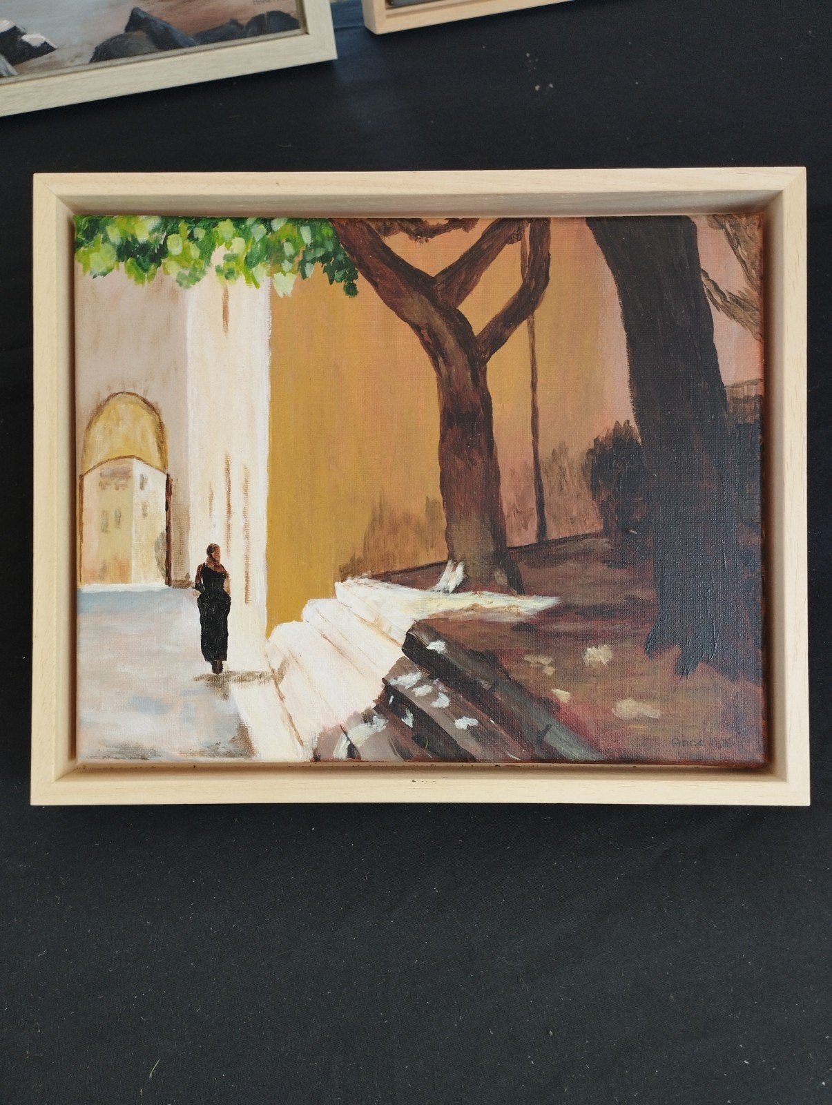 Mooi schilderijtje incl baklijst afm ca 27x33 cm, Ophalen of Verzenden
