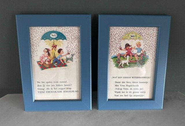 2 Vintage reclame-prenten van Venz, Ophalen of Verzenden, Huis en Inrichting