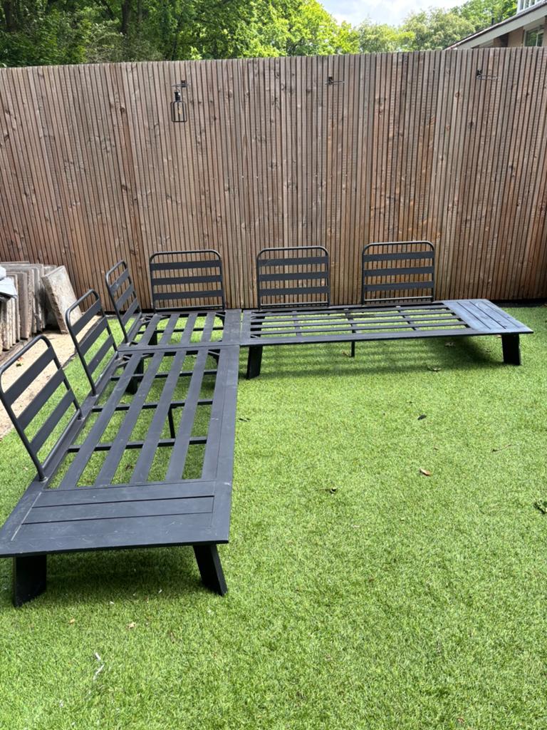 Lounge set tuin met kussens, Ophalen, 5 zitplaatsen, Gebruikt, Aluminium