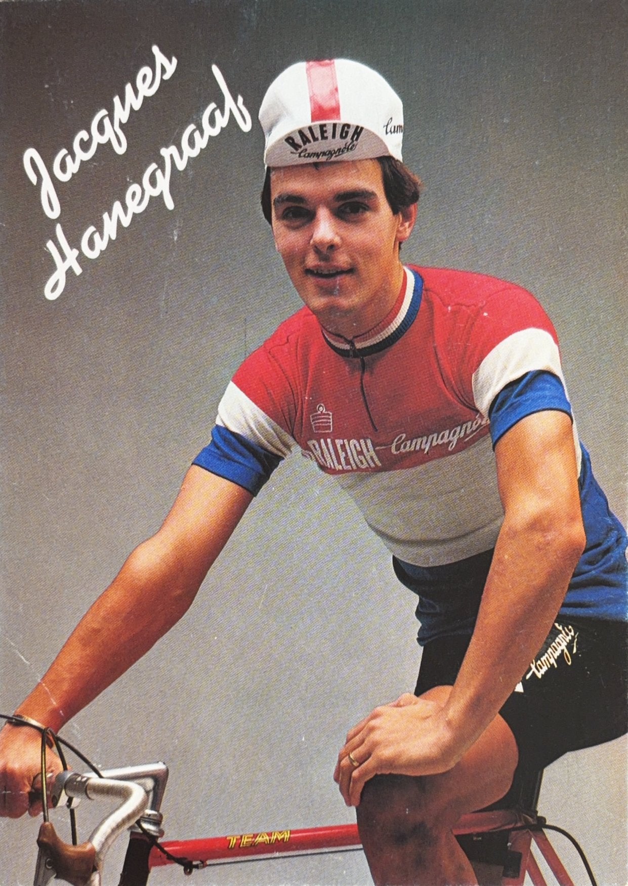Ansichtkaart wielrennen - Jacques Hanegraaf - TI Raleigh, Verzamelen, Ophalen of Verzenden, 1980 tot heden, Ongelopen, Sport en Spel