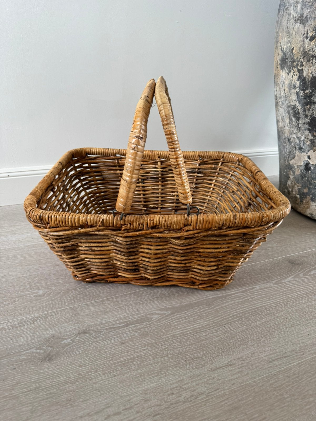 Boodschappen / vintage / mand / franse  / rotan mand / riet, Ophalen of Verzenden, 50 tot 100 cm, Minder dan 50 cm