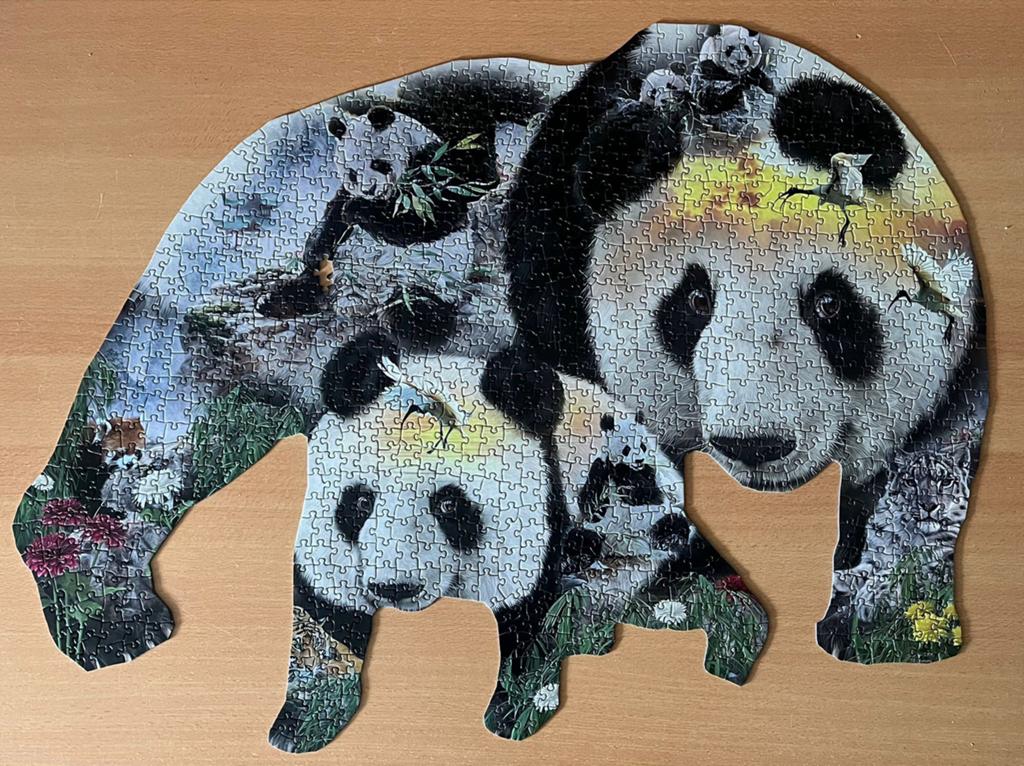 Panda-monium Special Shaped Puzzel 1000 stukjes panda, Hobby en Vrije tijd, Ophalen of Verzenden, 500 t/m 1500 stukjes, Gebruikt