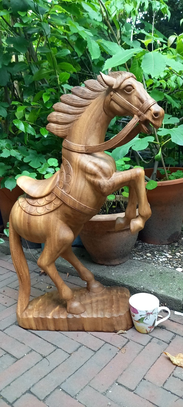 Groot antiek houten beeld, paard, hand gemaakt., Antiek en Kunst, Ophalen, 50 - 100 cm, Beeld, Hout