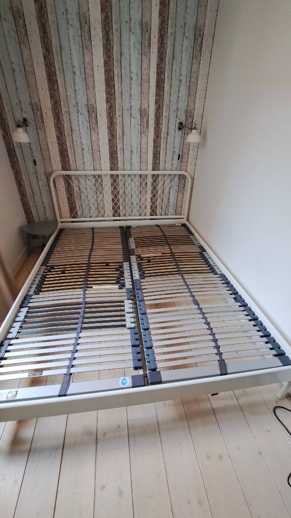 Bedframe 160x200 incl lattenbodem, Huis en Inrichting, Slaapkamer | Bedden, Ophalen, Gebruikt, Wit, Tweepersoons