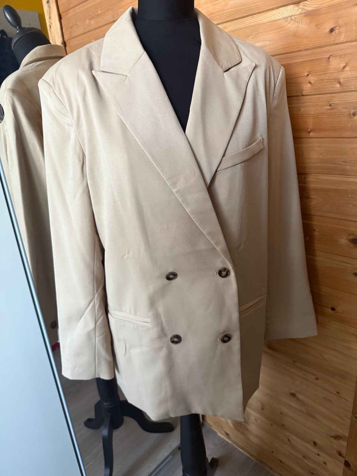 H&M Beige Double-Breasted Blazer - Maat S nieuw, Beige, Nieuw, Ophalen of Verzenden, Jasje