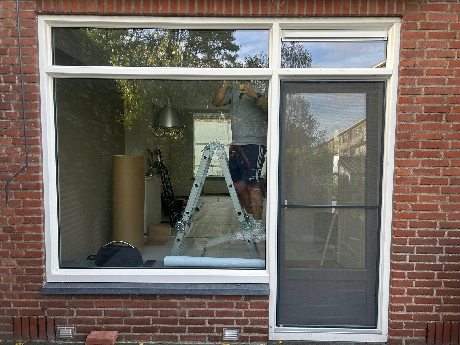 Kunststof kozijn met deur en raam voor tuin, Ophalen, Kunststof, Gebruikt, Buitendeur