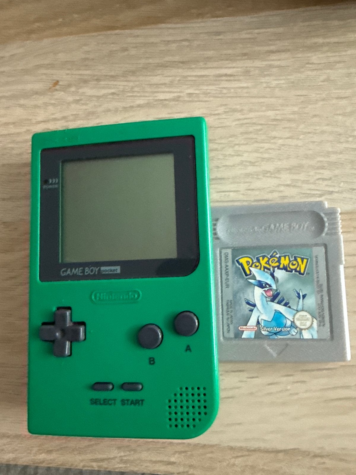 Game Boy Pocket Groen met Pokémon Silver Version, Ophalen of Verzenden, Zo goed als nieuw, Game Boy Pocket, Met games