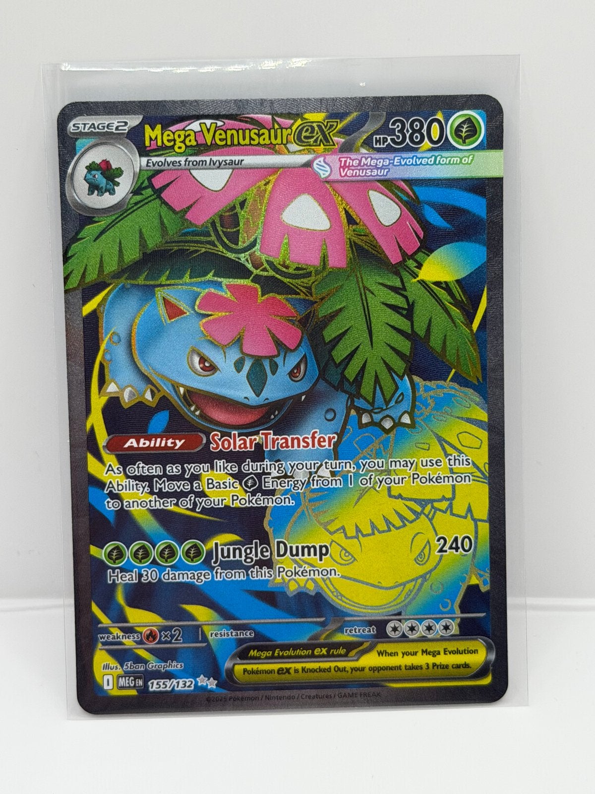 Mega Venusaur EX Pokémon kaart (155/132) mega evolution, Ophalen of Verzenden, Zo goed als nieuw, Losse kaart, Foil