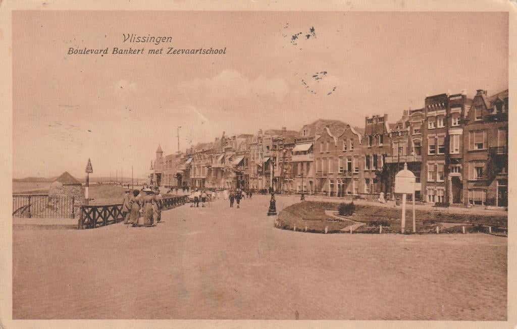 VLISSINGEN Boulevard Bankert met Zeevaartschool 1913, Verzenden, Voor 1920, Gelopen, Zeeland