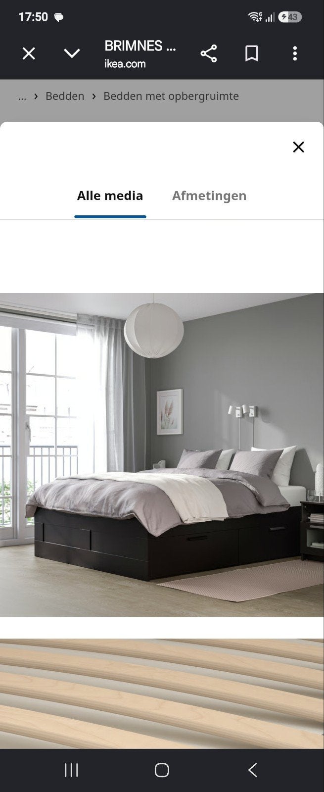 IKEA Brimnes bed 160x200 met matras, Huis en Inrichting, Ophalen, Gebruikt, Zwart, Tweepersoons