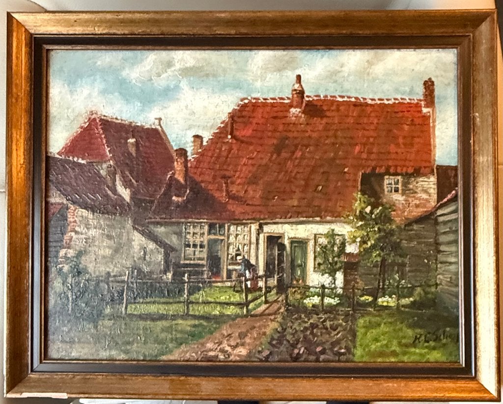 Schilderij H.C. Schaap, Antiek en Kunst, Doek, Impressionistisch, Ophalen of Verzenden, Gesigneerd