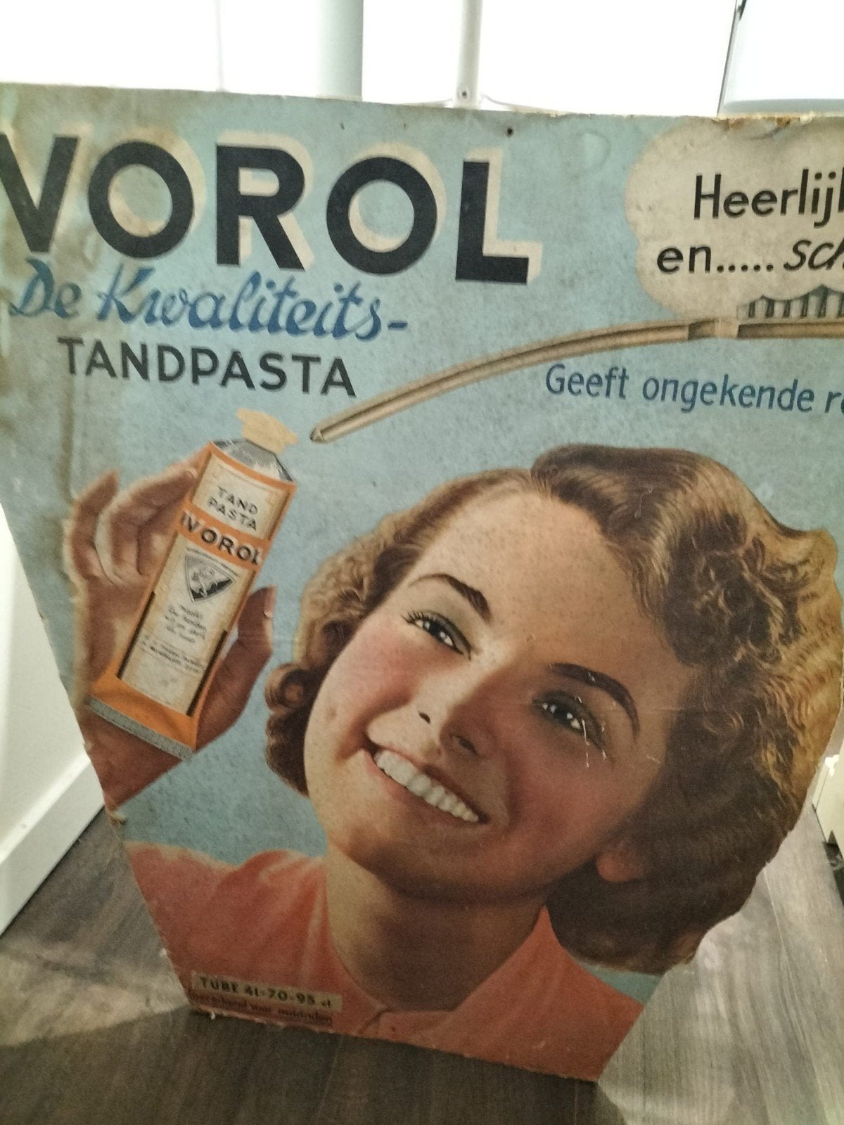 Vintage Ivorol Tandpasta Winkelreclame Karton, Ophalen, Gebruikt, Reclamebord