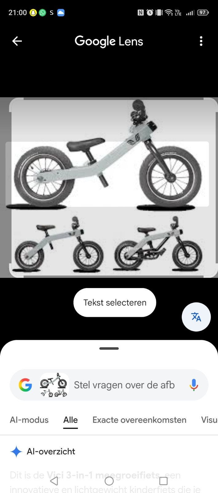 Vici 3-in-1 Meegroeifiets - Loopfiets & Trapfiets, Ophalen of Verzenden, Gebruikt, Minder dan 16 inch