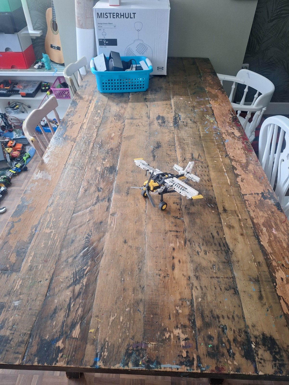 Robuuste houten tafel met gebruikerssporen, Antiek en Kunst, Ophalen