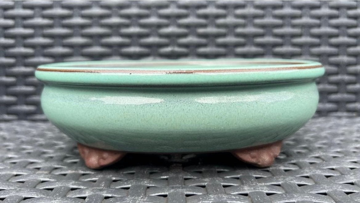 Bonsai schaal Turquoise geglazuurd Koreaans 17,1x13,5x5,3, Ophalen of Verzenden, Zo goed als nieuw, Overige vormen, Aardewerk