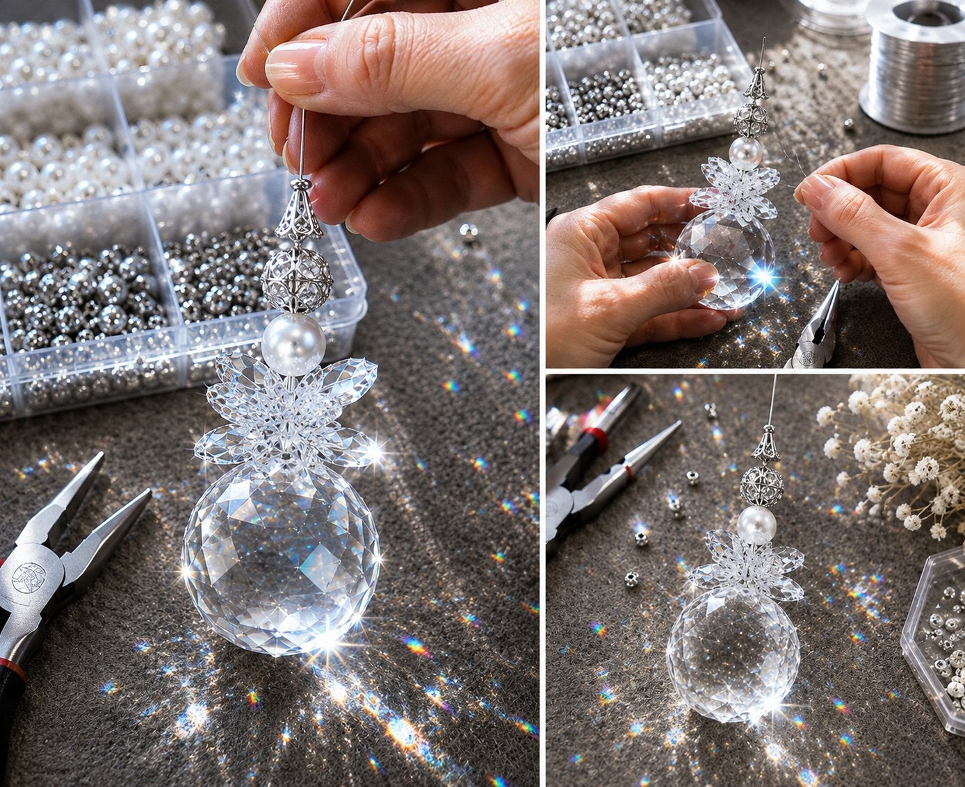 Handgemaakte geluksengel met Swarovski & Schönbern kristal, Verzenden, Overige stijlen, Nieuw, Glas