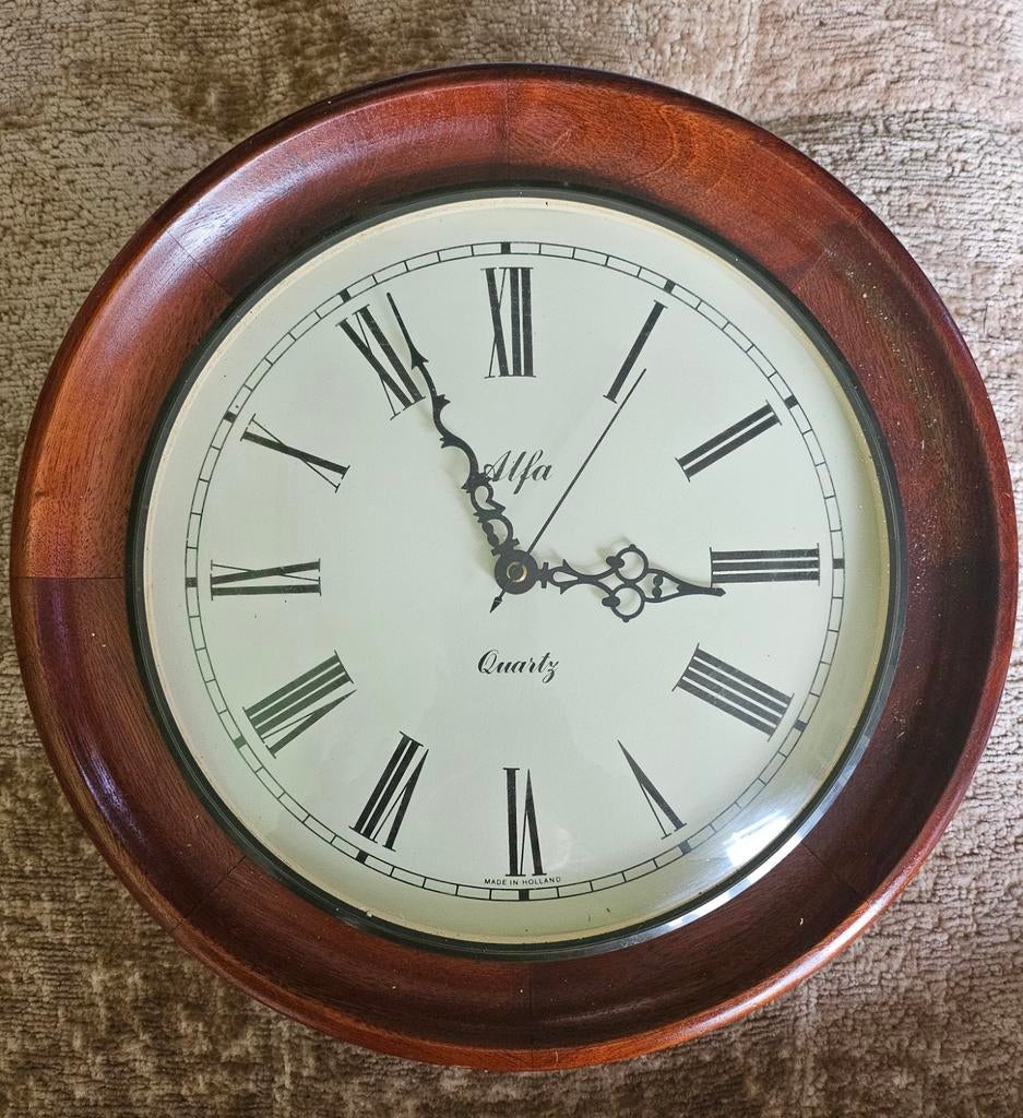 Vintage ALFA Eiken Wandklok Schoolklok, Antiek en Kunst, Ophalen
