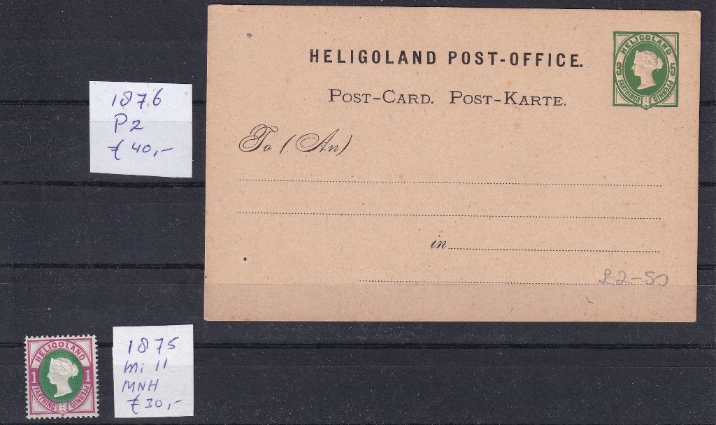 B100) 1875/6 Helgoland Post Card en Mi 11 MNH €70, Postzegels en Munten, Verzenden, Overige periodes, Postfris