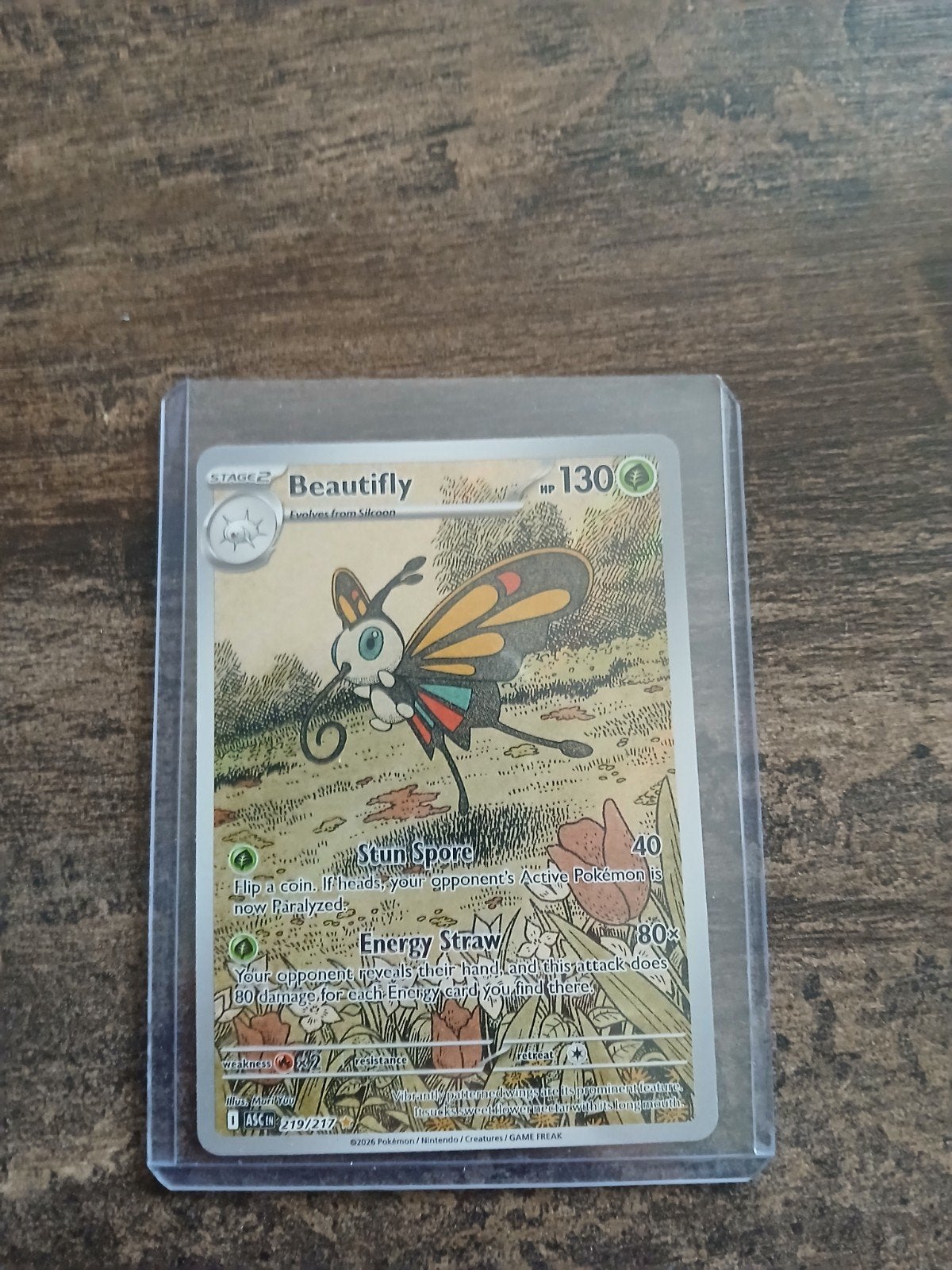Beautifly Pokémon Kaart 219/217 ASCIN, Ophalen of Verzenden, Zo goed als nieuw, Losse kaart