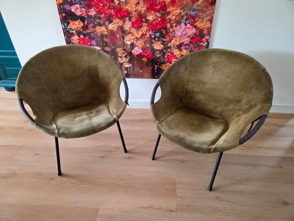 Set van 2 vintage balloon chairs, Ophalen, Gebruikt, Twee, Overige kleuren