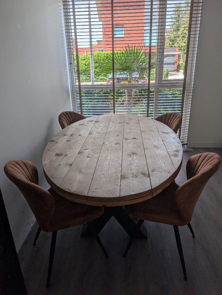 Eettafel steigerhout, Huis en Inrichting, Tafels | Eettafels, 100 tot 150 cm, 200 cm of meer, Zo goed als nieuw, Vijf personen of meer