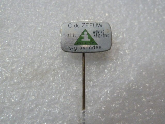 Vintage Reclame Speldje C. de Zeeuw 's-Gravendeel, Verzamelen, Ophalen of Verzenden, Gebruikt, Overige onderwerpen, Speldje of Pin