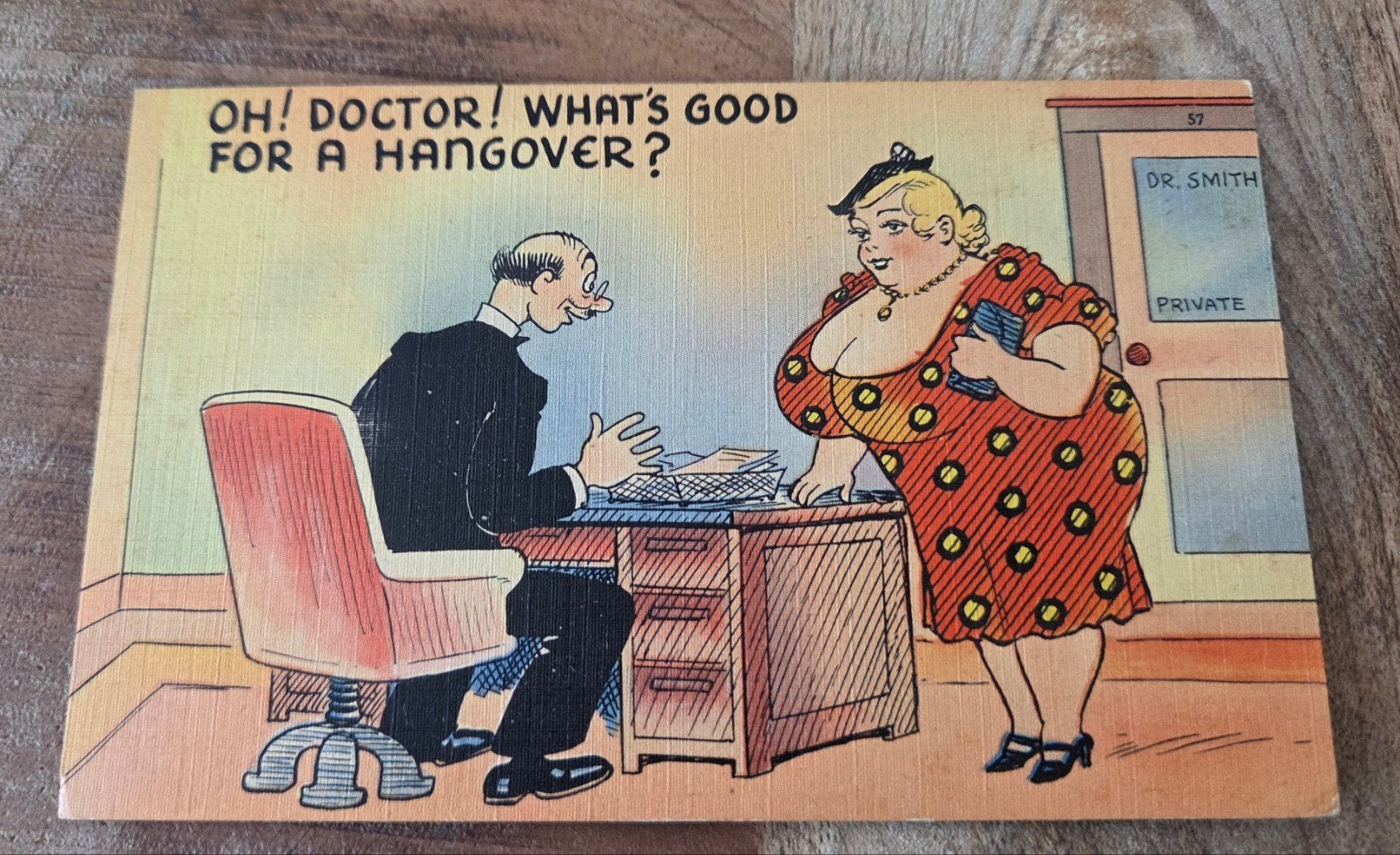 Vintage Ansichtkaart: Grappige Dokter Cartoon, Verzenden, 1920 tot 1940, Ongelopen, Overige thema's