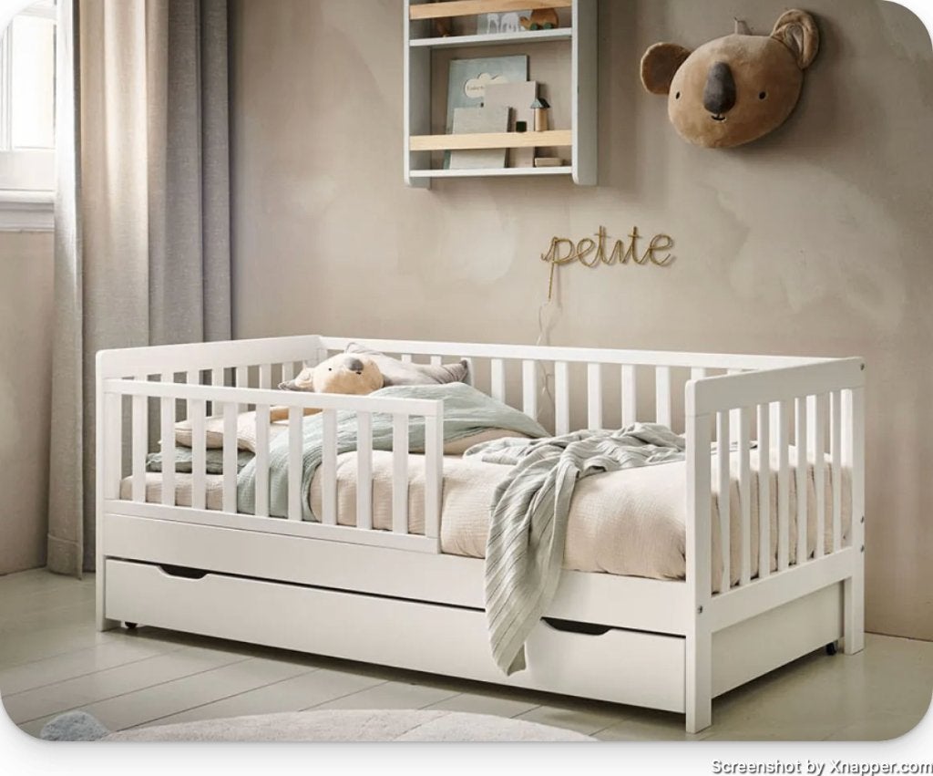 Petite Amelie Toddler Bed Plume 140x70 White with drawer, Gebruikt, 70 tot 85 cm, 140 tot 160 cm, Ophalen