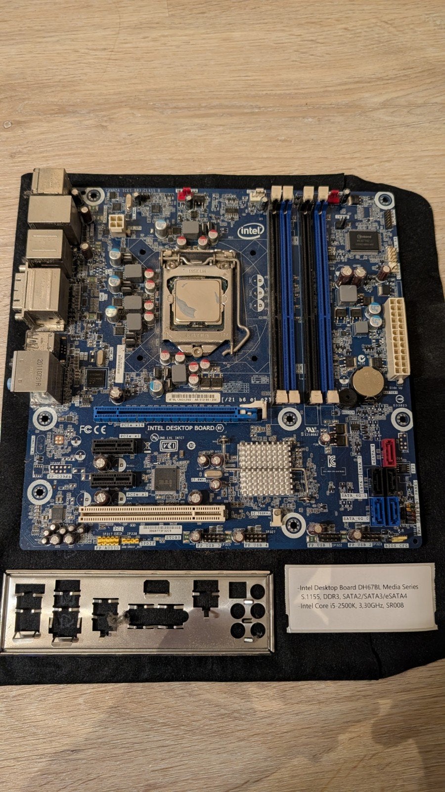 Intel Desktop Board DH67BL, Intel i5-2500K, koeler, Gebruikt, DDR3, Ophalen of Verzenden, LGA 1155