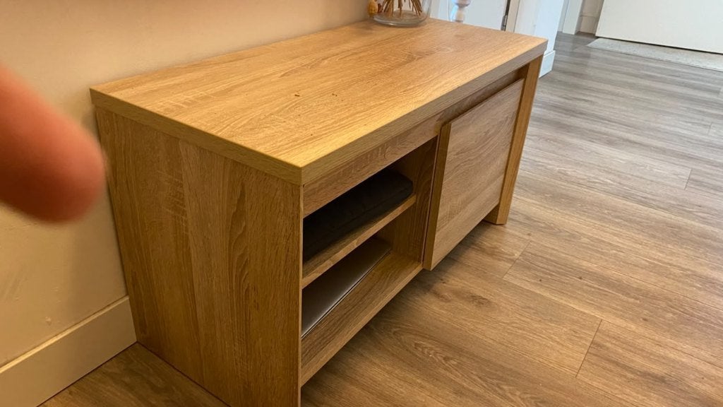 Modern Wooden TV Cabinet /Lowboard with Sliding Door/Shelves, Sliding Door (Schuifdeur), Open Shelves (Open vakken), Eikenhout