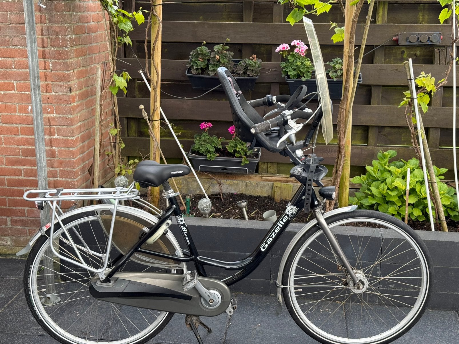 Gazelle Bloom moederfiets 28 inch, Fietsen en Brommers, Fietsen | Dames | Moederfietsen, Ophalen, 2 zitjes, Dubbele standaard