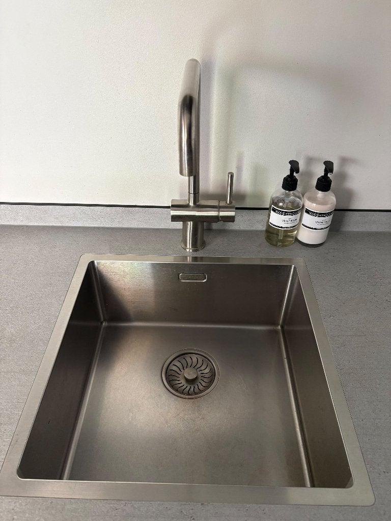 Strakke Moderne antraciet hoekkeuken+ GEDEMONTEERD, Hoekkeuken, Ophalen of Verzenden, Zo goed als nieuw, Grijs