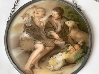 "De Taarteneters" vintage glas in lood raamhanger, Ophalen
