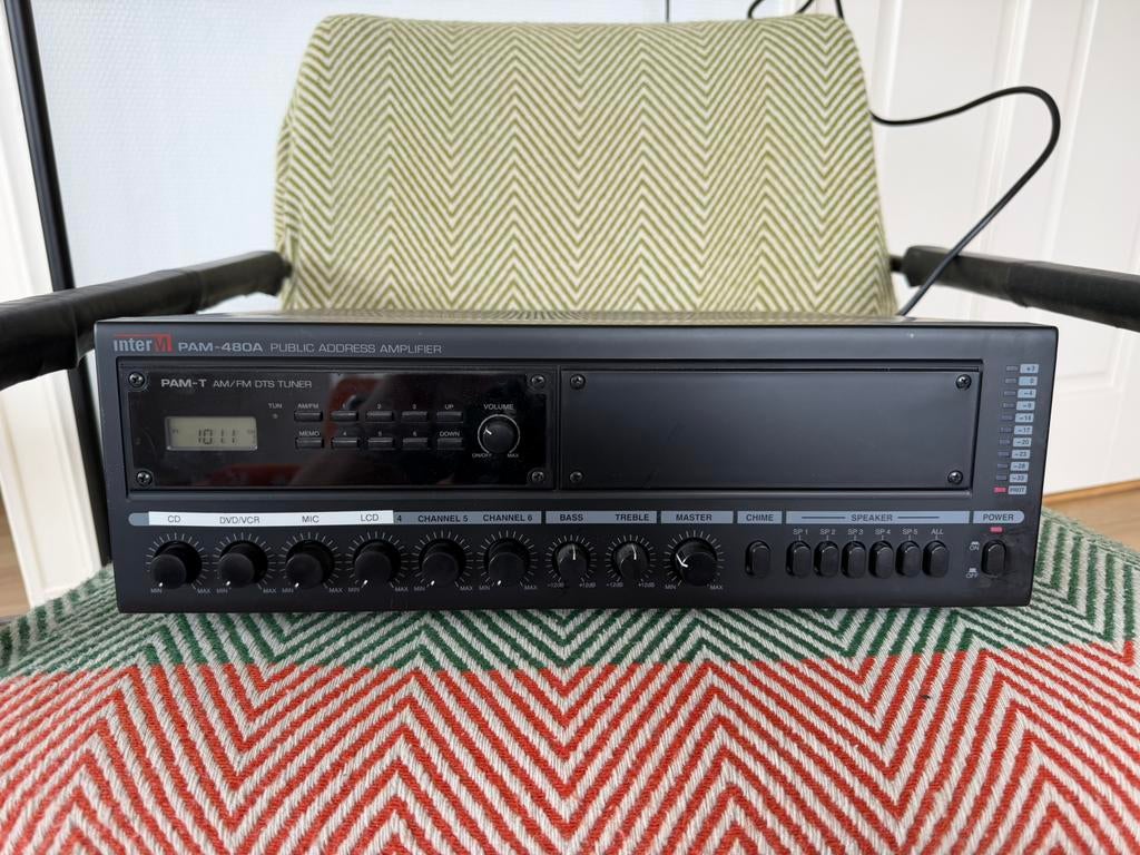 Professionele Inter-M PAM-480A Versterker (480W) + Tuner, Ophalen, Zo goed als nieuw, Audio