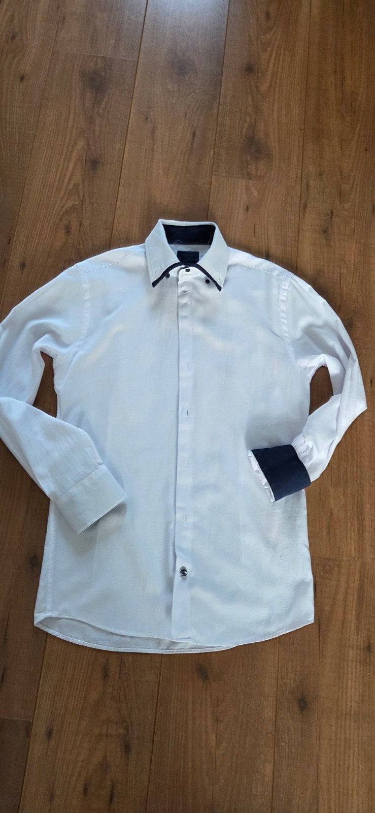 Arya Brand Heren Overhemd Wit met Blauwe Accenten Maat S, Ophalen, Gedragen, Wit, Halswijdte 38 (S) of kleiner