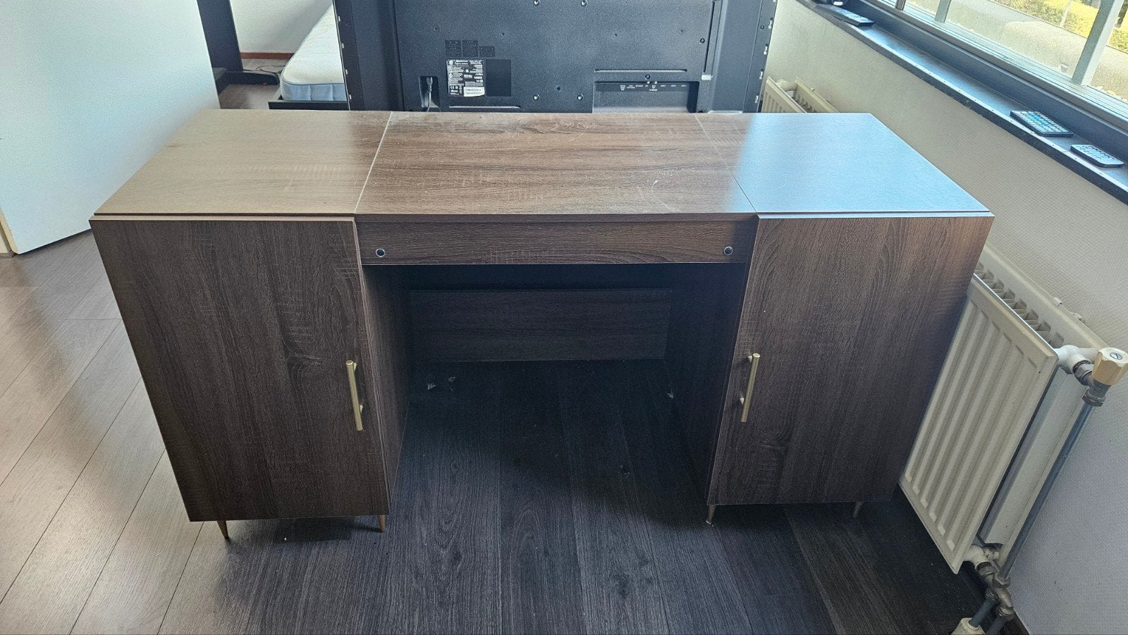 Bureau met opbergruimte - Zo goed als nieuw, Huis en Inrichting, Ophalen, Opbergruimte, Spaanplaat of MDF, Bruin