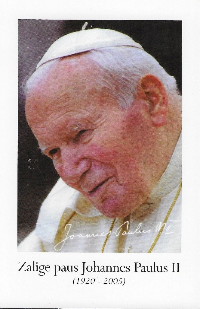 A8 prentje paus Johannes Paulus II, Ophalen of Verzenden, Zo goed als nieuw, Kaart of Prent