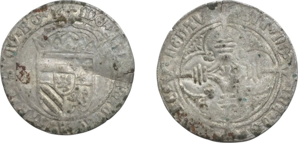 Stuiver zonder jaartal, Brabant, Karel de Vijfde, Postzegels en Munten, Ophalen of Verzenden, Zilver, Losse munt, Zilver