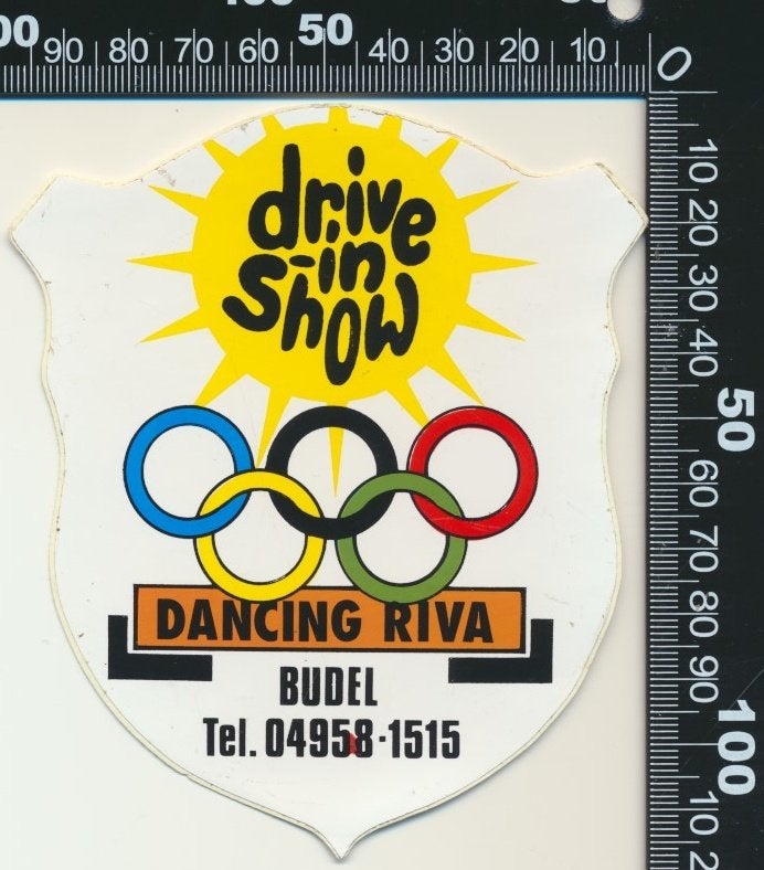 Sticker: Dancing Riva Drive In Show - Budel, Verzamelen, Stickers, Ophalen of Verzenden, Zo goed als nieuw, Bedrijf of Vereniging