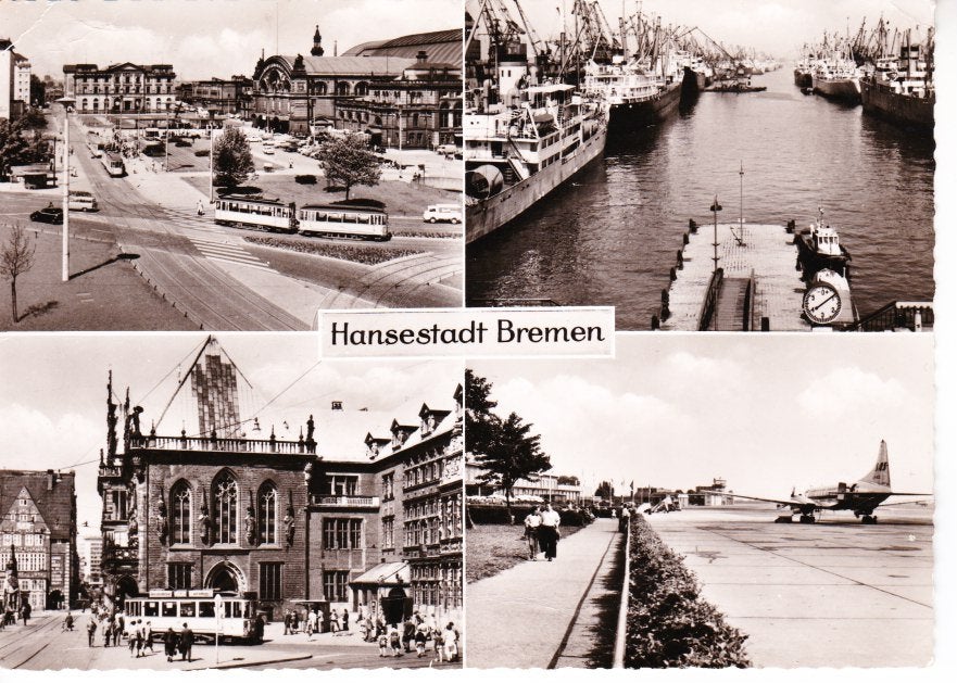 Hanzestad Bremen - 0.a Bahnhofplatz-Flugplatz. 05-10, Ophalen of Verzenden, 1940 tot 1960, Gelopen, Duitsland