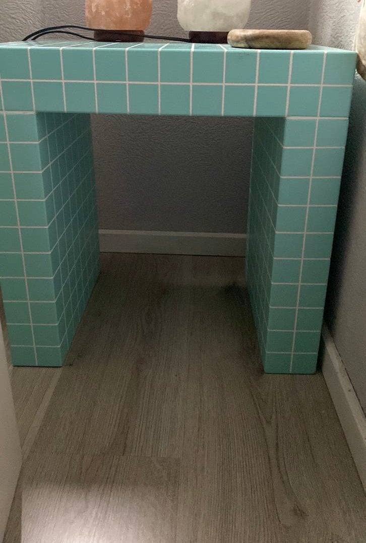 Bijzettafel tafeltje blokken turkouise kleur, Ophalen of Verzenden, Zo goed als nieuw, Kunststof